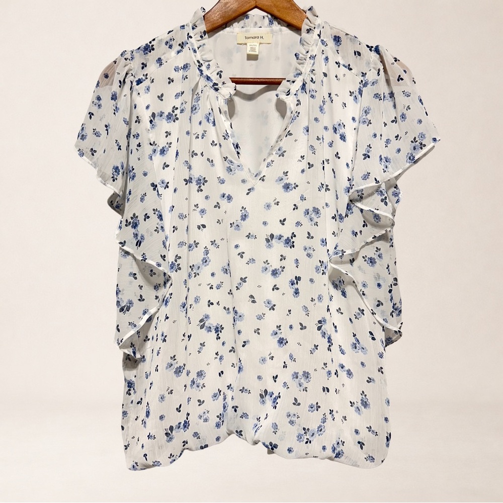 ❤️ 3/$20 ❤️ TAMARA H Floral Ruffle Romantic Cottagecore Coquette Prairie Blouse